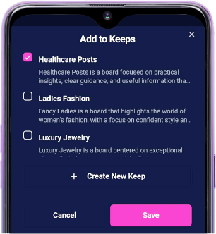 Add to Keeps dialog