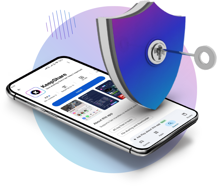 KeepShare app with security shield
